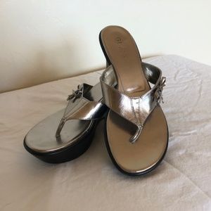 Guess Pewter Platform Sandal with Bow